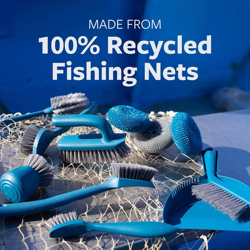 Full Circle Clean Ocean, Variety Dish Brush Pack - Dish Brush, Bottle Brush, and Heavy-Duty Scrub Brush - Sustainably Made 100% from Recycled Ghost Fishing Nets, Safe for Cast Iron & Nonstick - Image 5